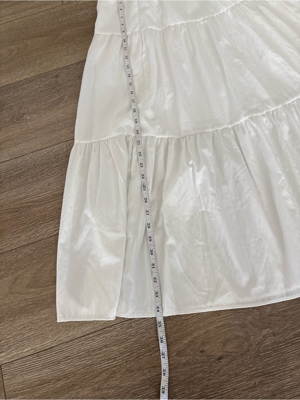 White Tiered Maxi Skirt with Elastic Waist - Picture 3 of 7